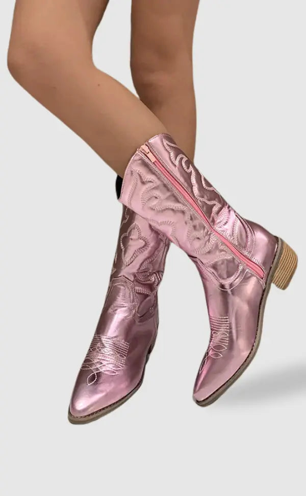 Elegante Damen Cowboy-Stiefel Metall Dekoration - Norvielle