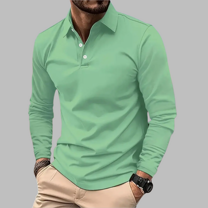 Herren Langarm Poloshirt Knopfleiste