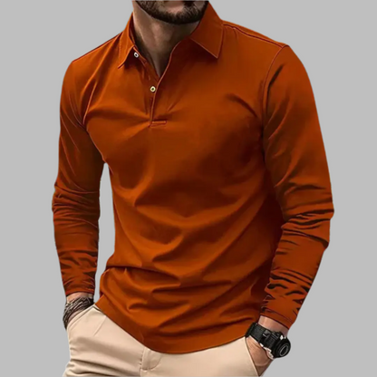 Herren Langarm Poloshirt Knopfleiste