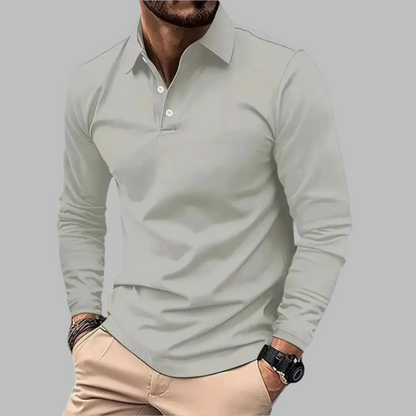 Herren Langarm Poloshirt Knopfleiste