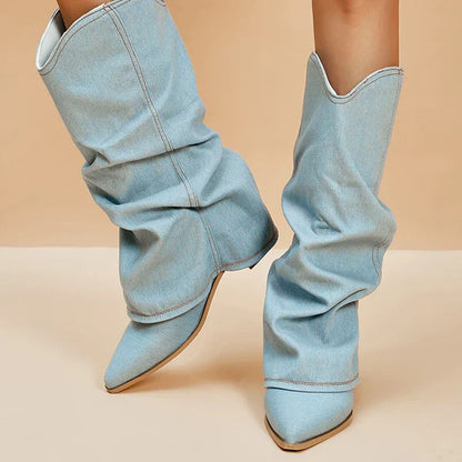 Damen Stiefel Langschaft Leder