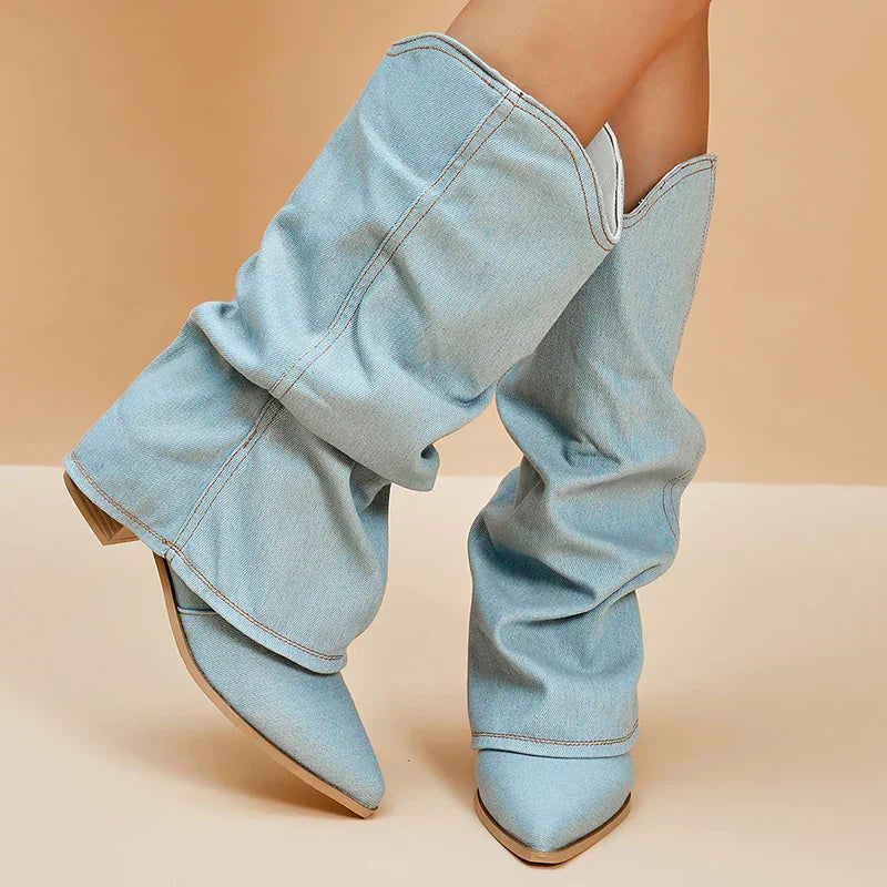 Damen Stiefel Langschaft Leder