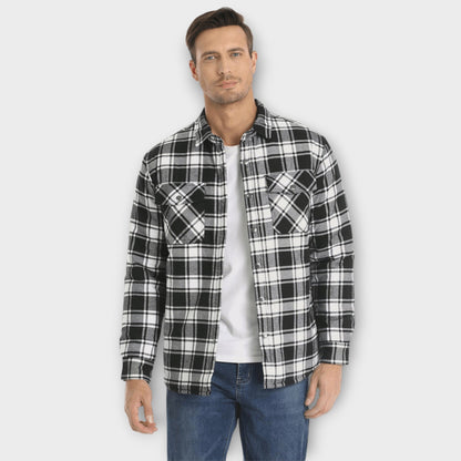 Herren Flanelljacke Gepolstert Leicht Warm Beige
