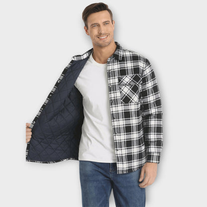 Herren Flanelljacke Gepolstert Leicht Warm Beige
