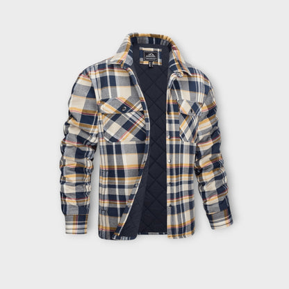 Herren Flanelljacke Gepolstert Leicht Warm Beige