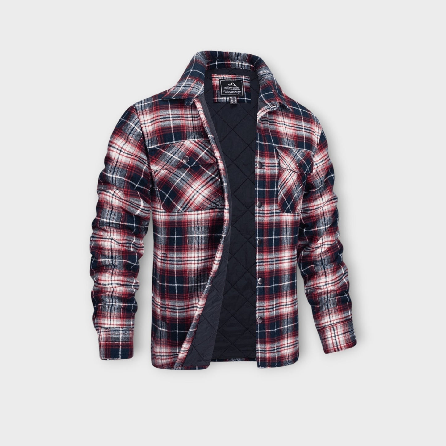 Herren Flanelljacke Gepolstert Leicht Warm Beige