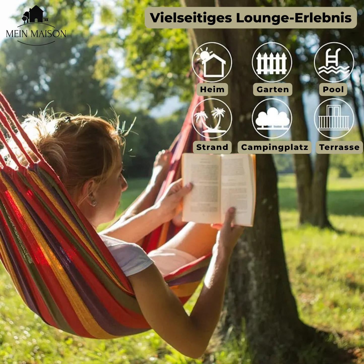 Hängematte RelaxoLounge Robustes Canvas Rutschfest 200kg