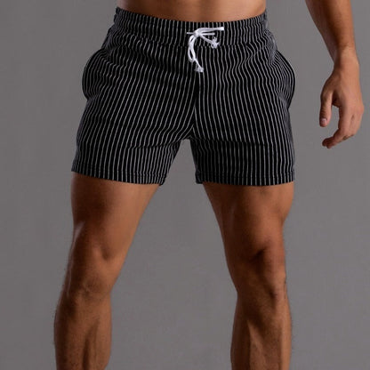 Herren Shorts Gestreift Baumwolle Beige