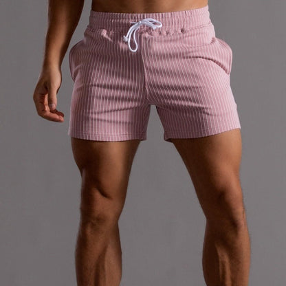 Herren Shorts Gestreift Baumwolle Beige