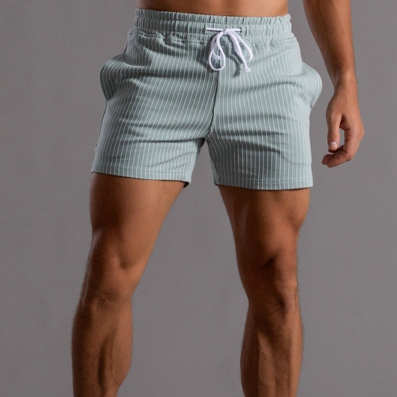 Herren Shorts Gestreift Baumwolle Beige