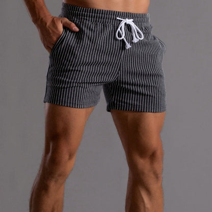 Herren Shorts Gestreift Baumwolle Beige