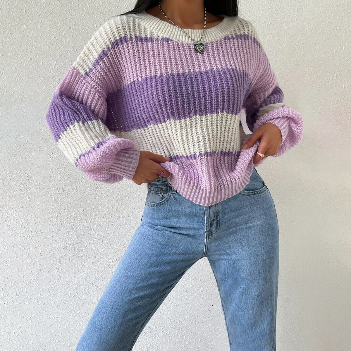 Damen Pullover Streifen Weich - Norvielle