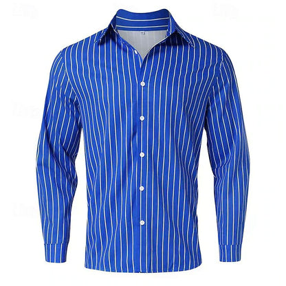 Gestreiftes Hemd | Langarm | Slim Fit | Hemd mit Knöpfen | Herrenhemden-Chaps Herrenmode