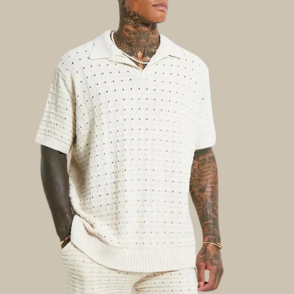 Herren Polo-T-Shirt Lose Passform Kurzarm Baumwolle Weiß - Norvielle