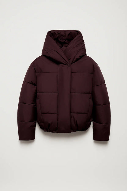Damen Kurzjacke Gesteppt Kapuze Elastischer Saum - Norvielle