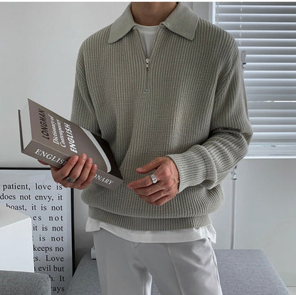 Herren Pullover Durchgehender Reißverschluss Slimfit