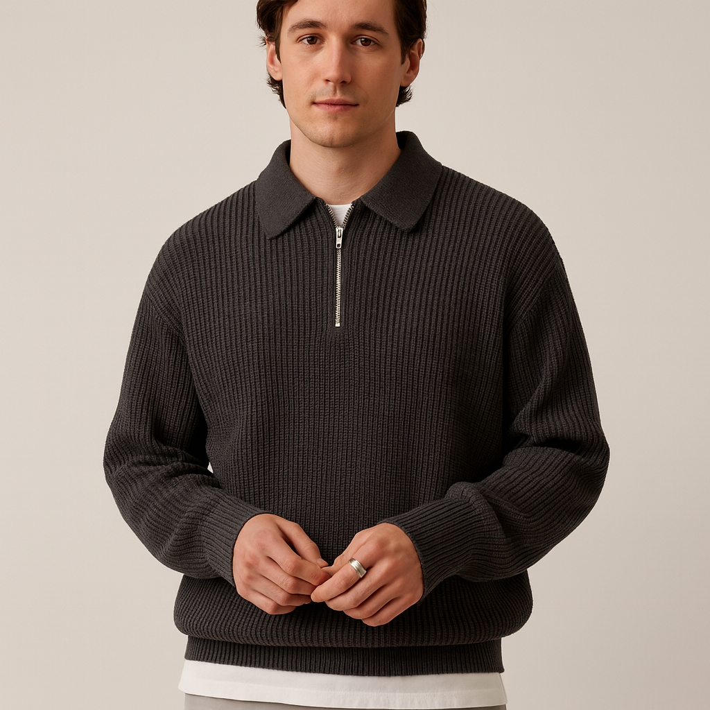 Herren Pullover Durchgehender Reißverschluss Slimfit - Norvielle