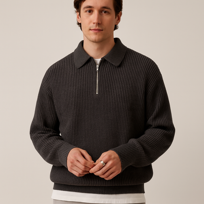 Herren Pullover Durchgehender Reißverschluss Slimfit - Norvielle