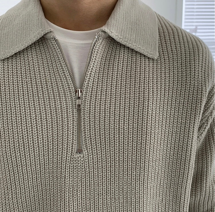 Herren Pullover Durchgehender Reißverschluss Slimfit