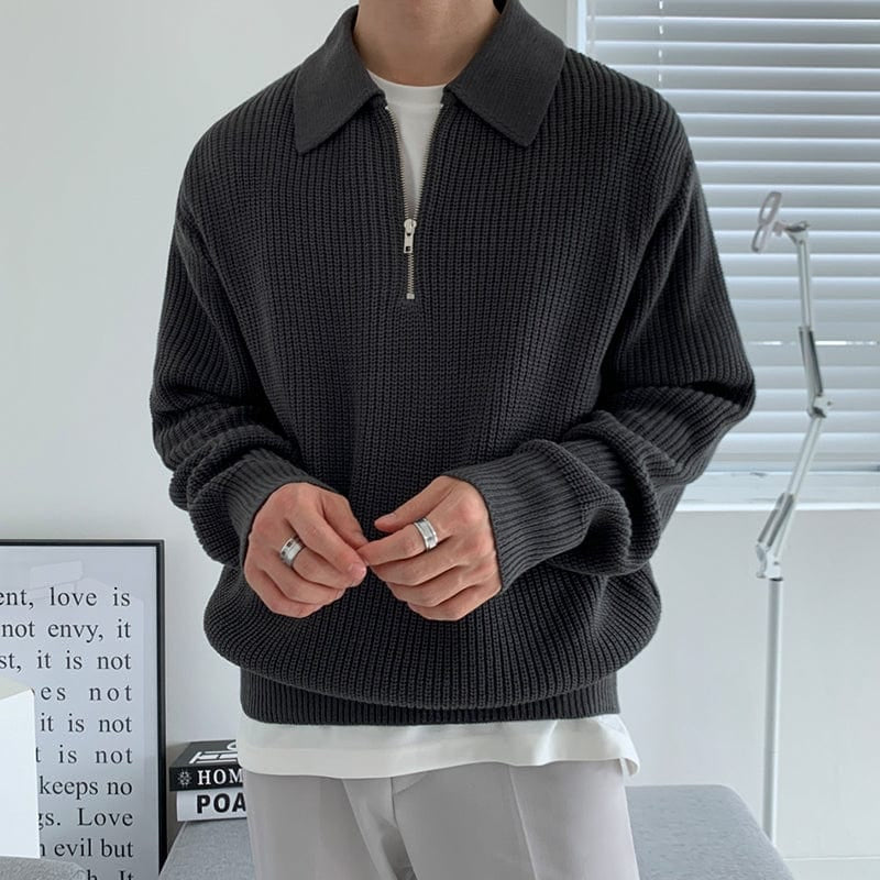 Herren Pullover Durchgehender Reißverschluss Slimfit