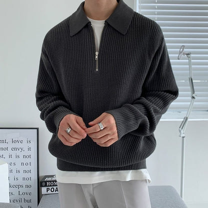 Herren Pullover Durchgehender Reißverschluss Slimfit