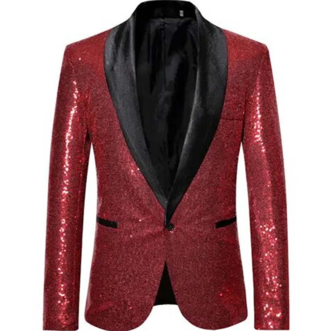Herren Glitzerblazer Einreihig Glitzernd Schwarz - Norvielle