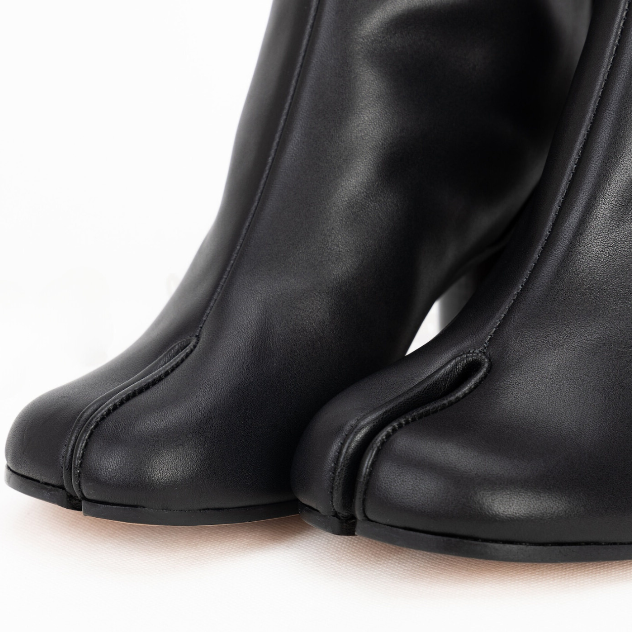 Damen Lederoptik Stiefeletten Geteilter Zehenpartie Blockabsatz