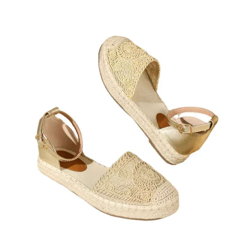 Norvielle Damen Boho Sandalen Knöchelriemen Leder