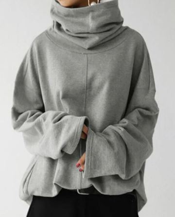 Damen Langarm-Turtleneck-Sweatshirt mit Taschen