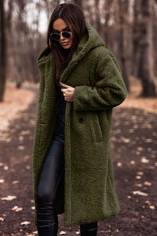 Damen Wintermantel Lang Kapuze Taschen