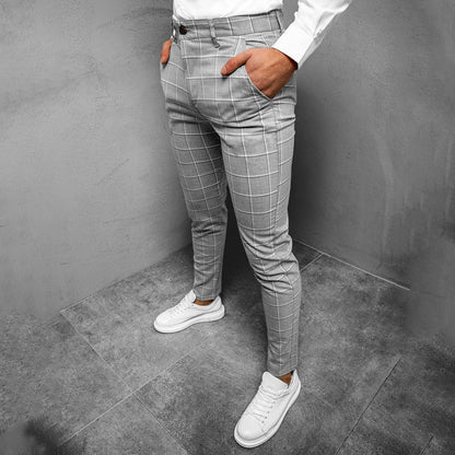 Herren Karo-Hose Slim Fit Gerader Schnitt