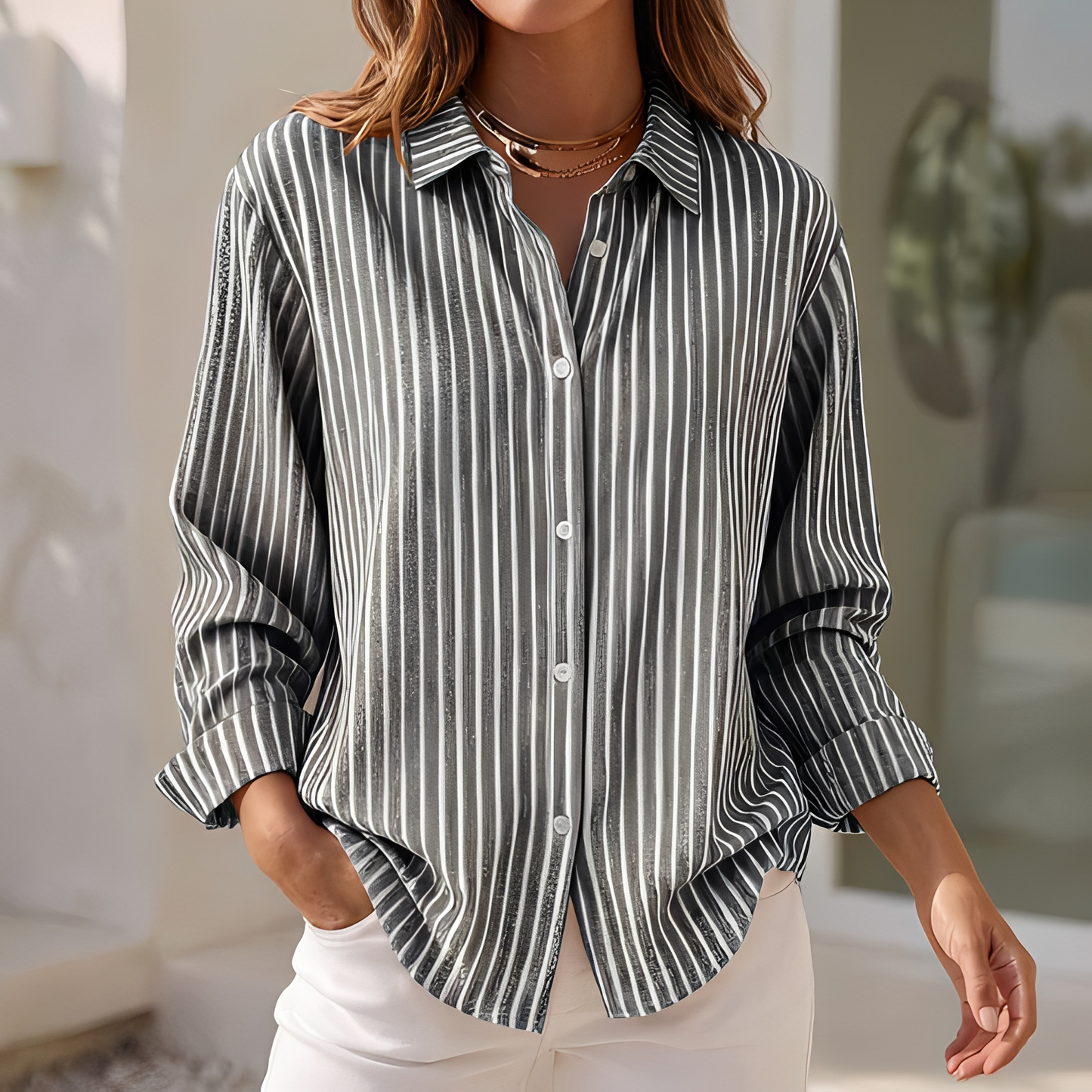 Damen Sommerbluse Streifen Leicht