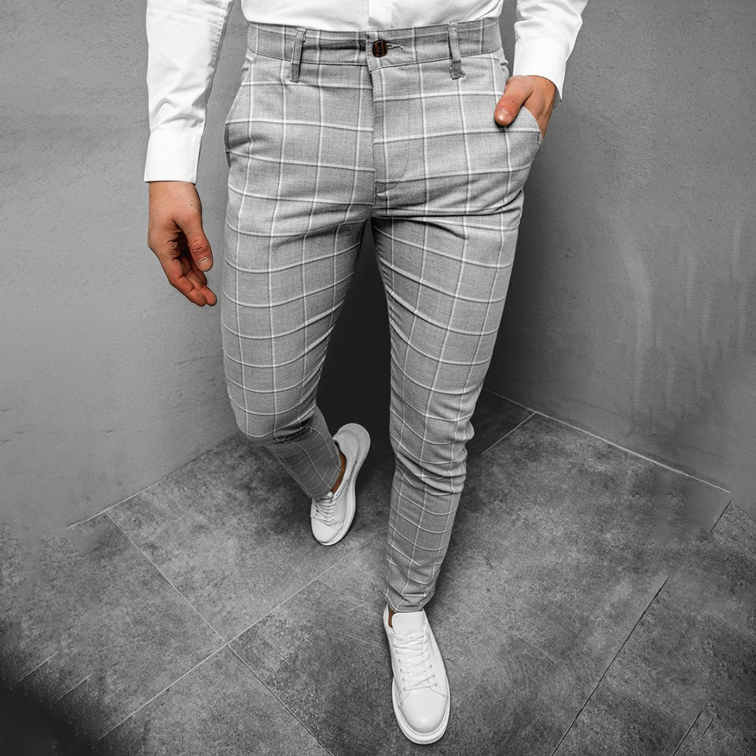 Herren Karo-Hose Slim Fit Gerader Schnitt
