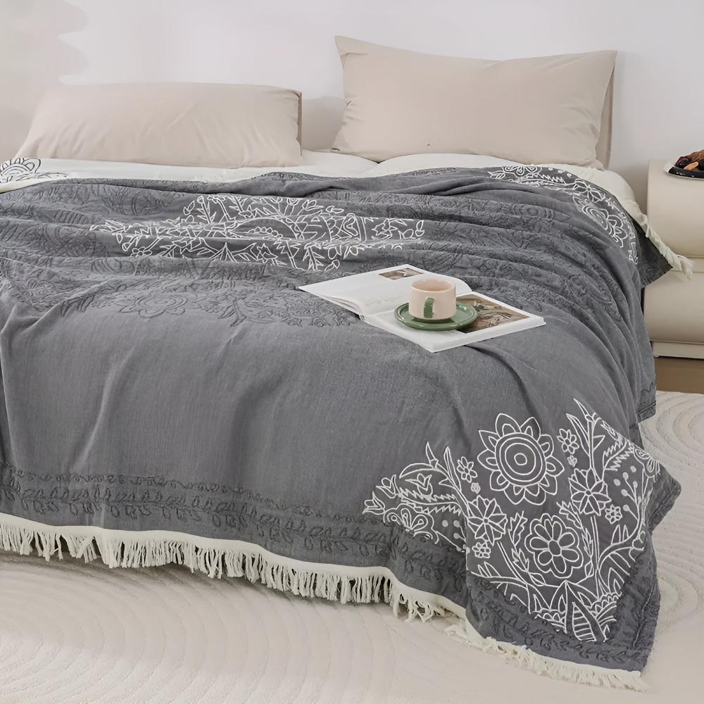 Scandi Chic Damen Baumwolldecke Weich Beige