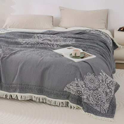 Scandi Chic Damen Baumwolldecke Weich Beige