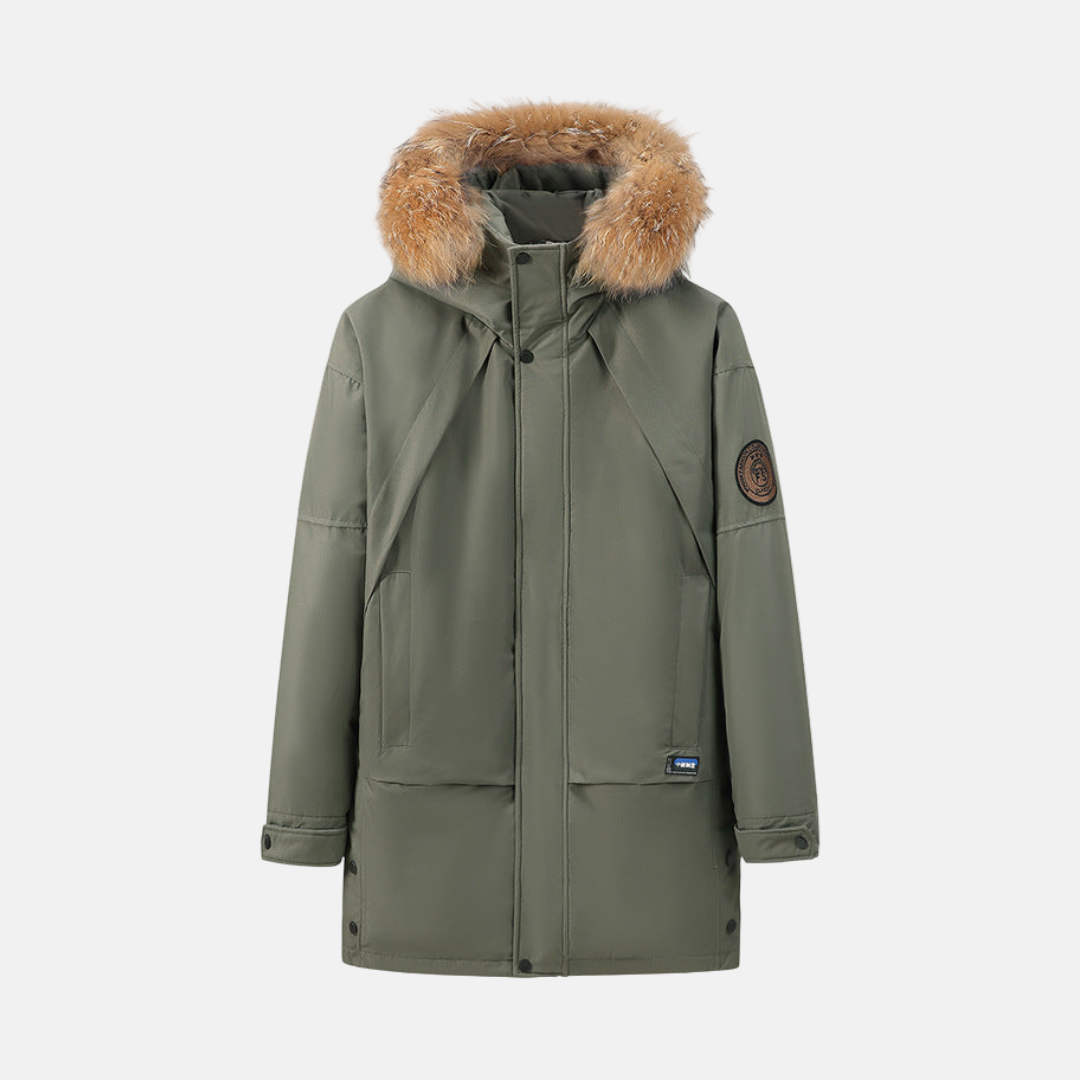 Damen Parka Glatt Gewebe Abnehmbarer Kunstpelz Mittellang