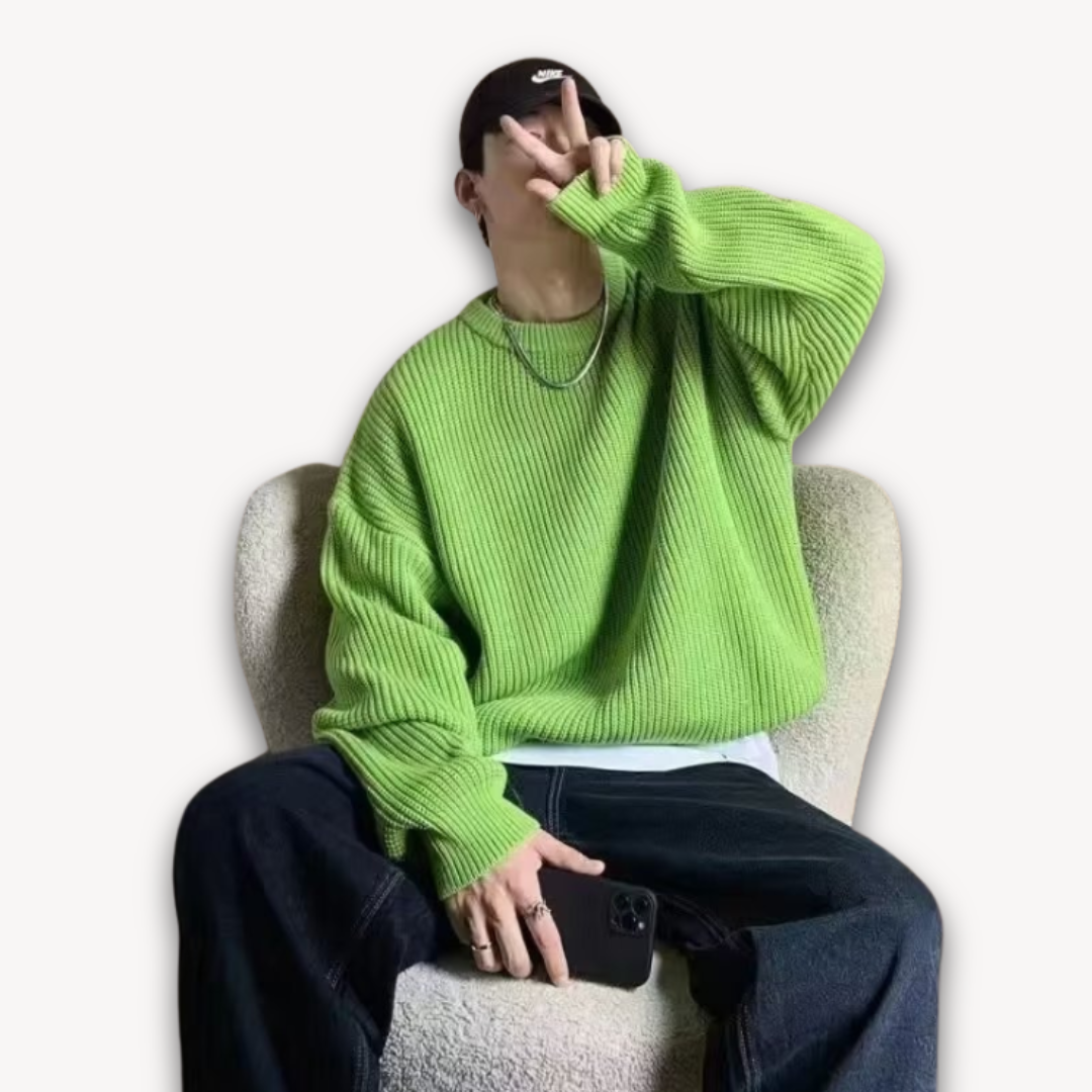 Damen Strickpullover Oversized Rundhalsausschnitt - Norvielle