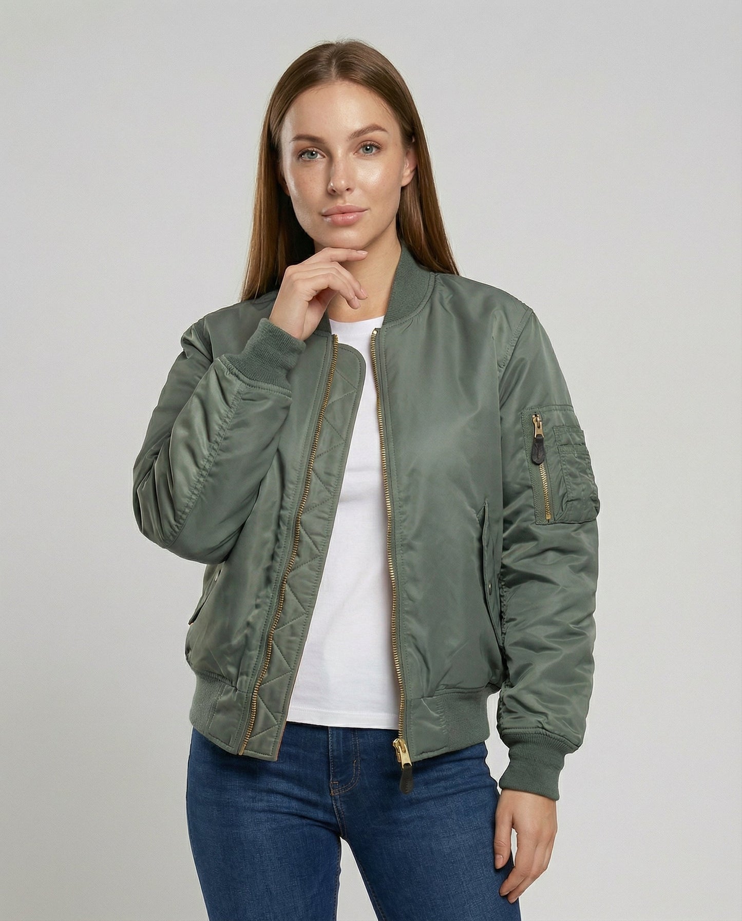 Damen Klassische Bomberjacke Schwarz - Norvielle