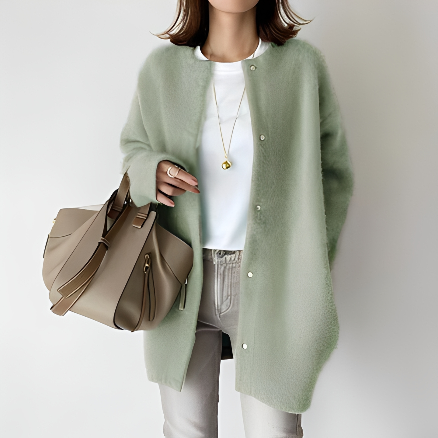 Khaya Damen Cardigan Wollig Warm Beige