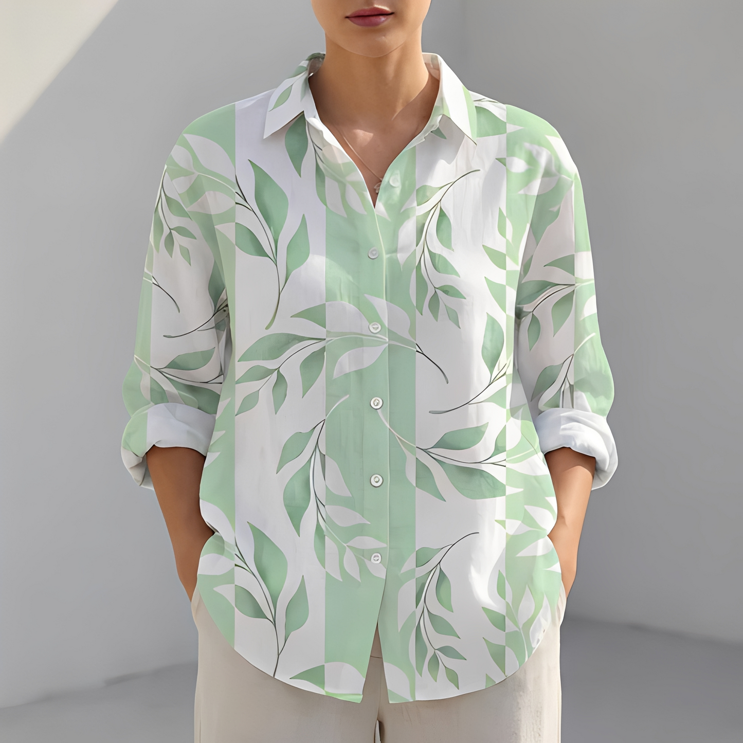 Khaye Damen Sommerhemd Leicht Baumwolle Pastellblau