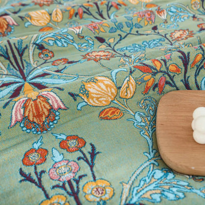 Grüner Blumenquilt Baumwolle Fransen