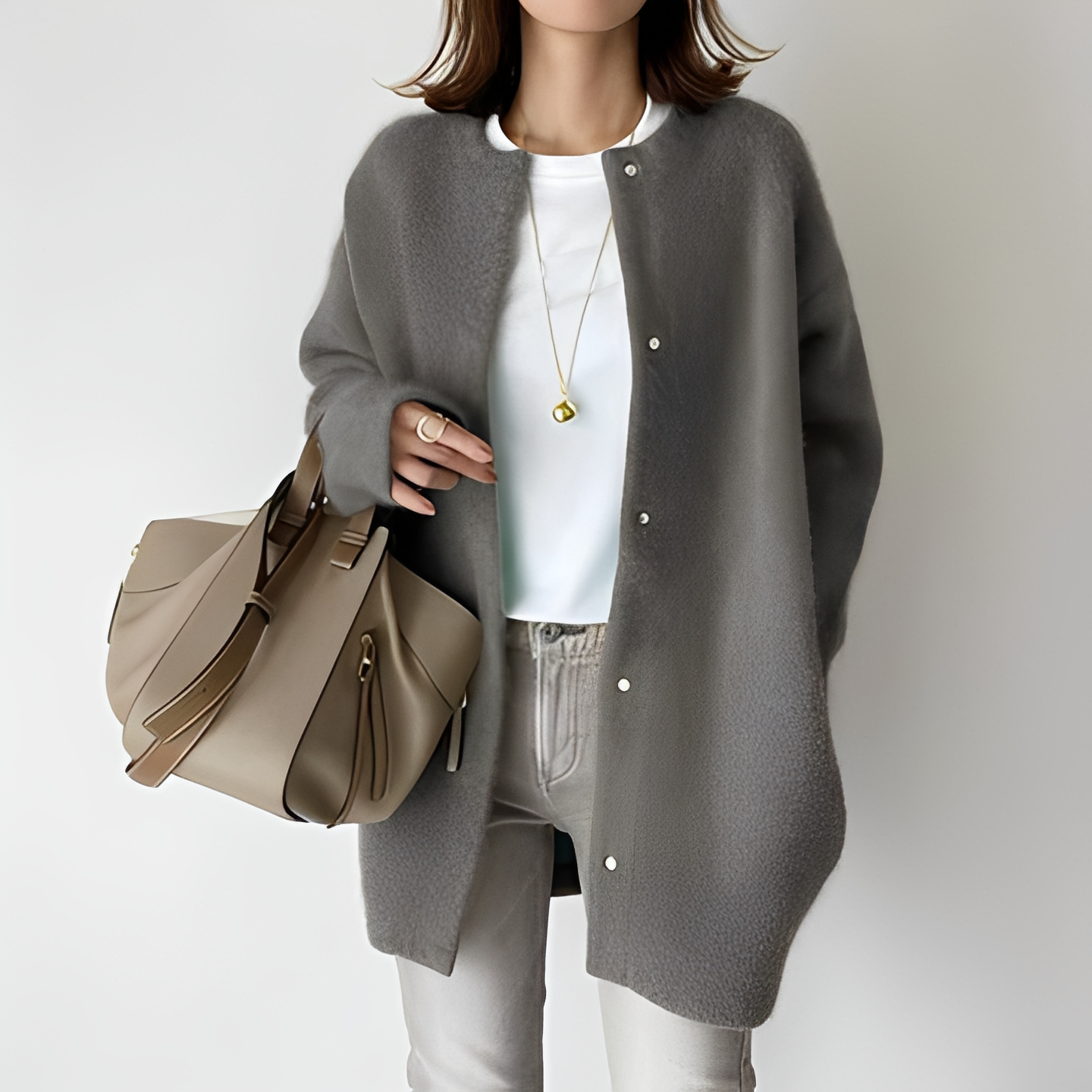 Khaya Damen Cardigan Wollig Warm Beige