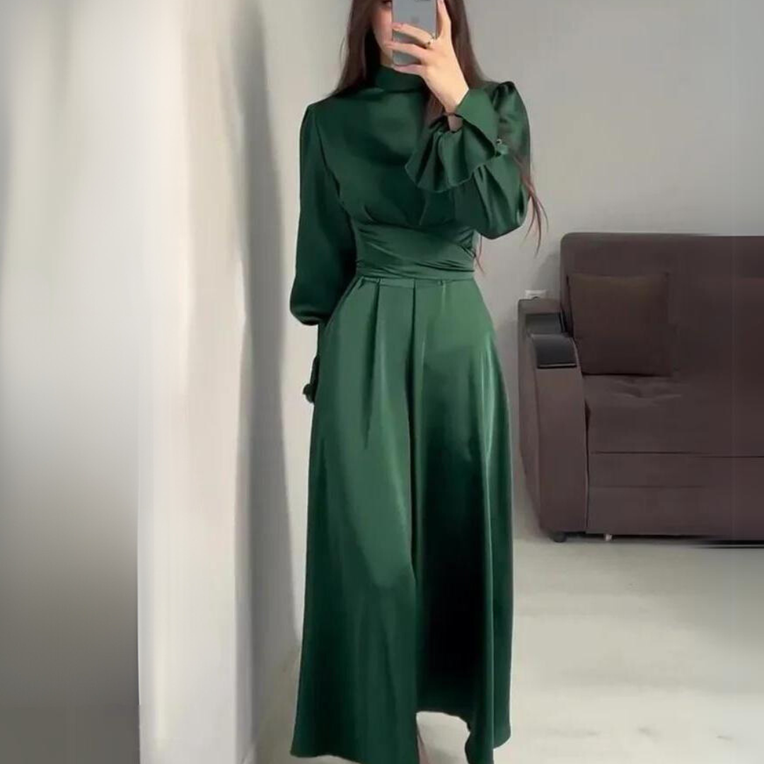 Norvielle Damen Seidenkleid Langärmlig Weich