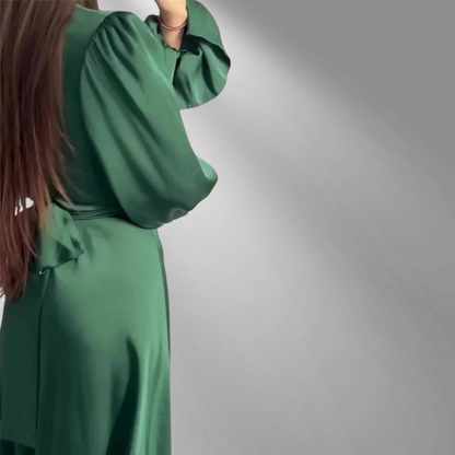 Norvielle Damen Seidenkleid Langärmlig Weich
