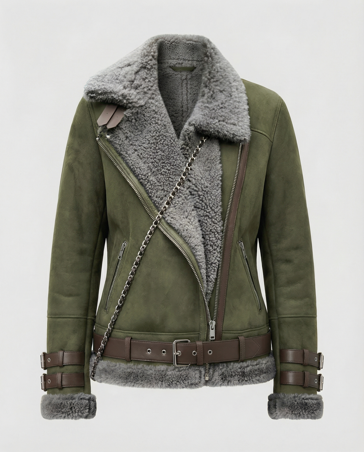 Gefütterte Damen Bikerjacke Leder
