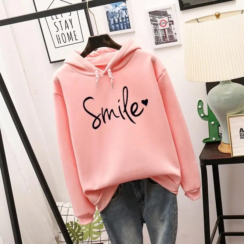 Norvielle Damen Hoodie Smile-Love Design Grau