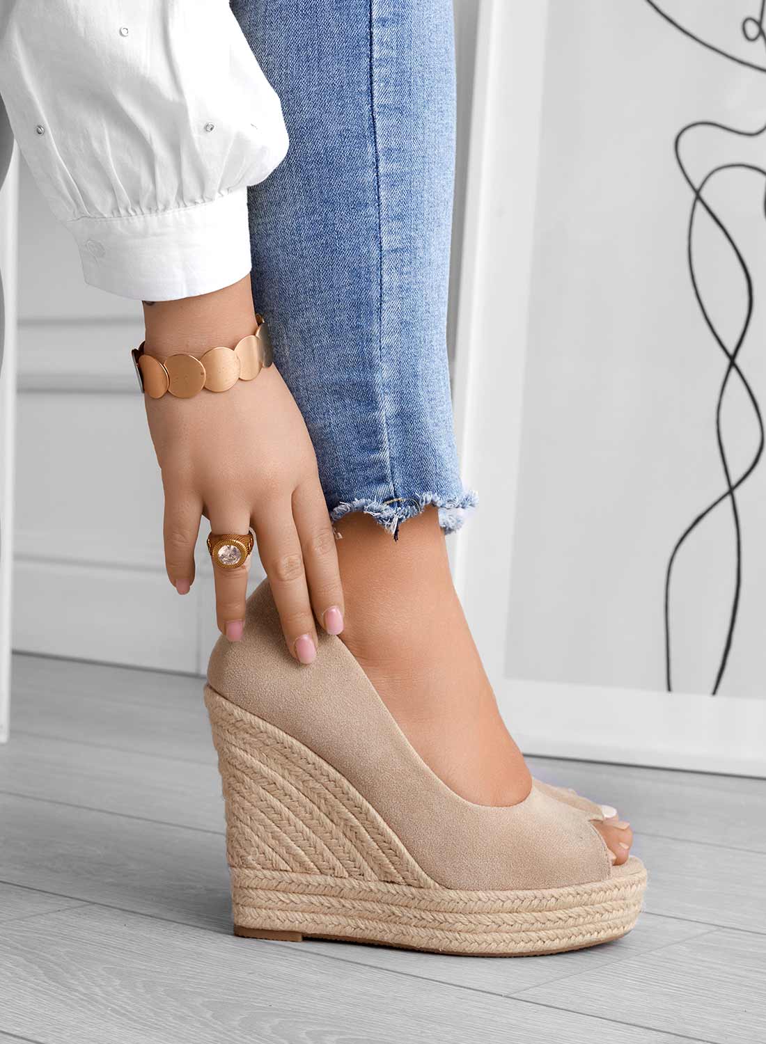 Norvielle Damen Rutschfeste Keilabsatzschuhe Wildleder