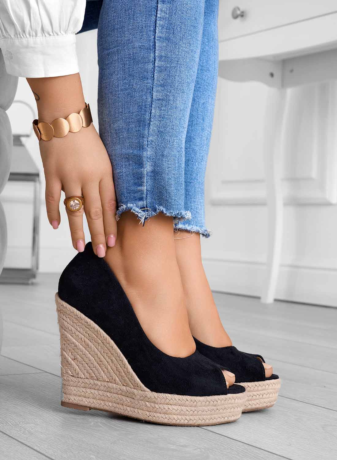 Norvielle Damen Rutschfeste Keilabsatzschuhe Wildleder