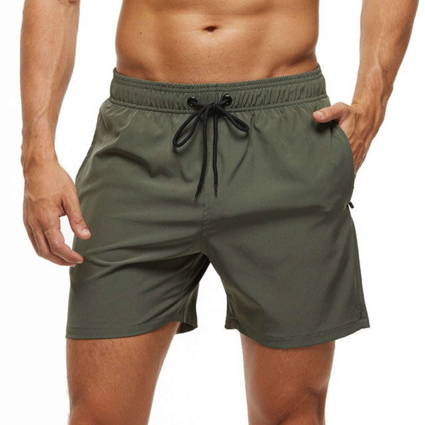 Herren Sportshorts Elastische Taille Kordelzug Schwarz - Norvielle