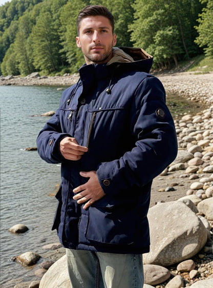 Herren Winterjacke mit Kapuze Gefüttert Schwarz - Norvielle